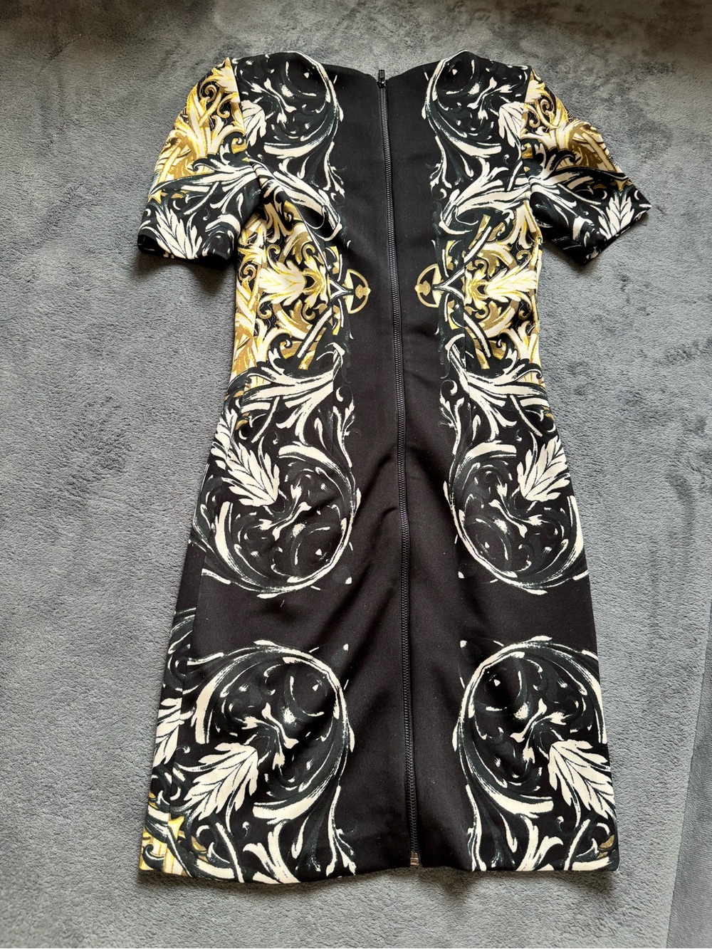 Walter Baker Black and Gold Baroque Mini Dress XS Like New - Picture 3 of 4